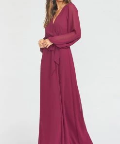 Show Me Your Mumu Lady Long Sleeve Wrap Dress ~ Merlot Chiffon