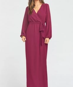 Show Me Your Mumu Lady Long Sleeve Wrap Dress ~ Merlot Chiffon