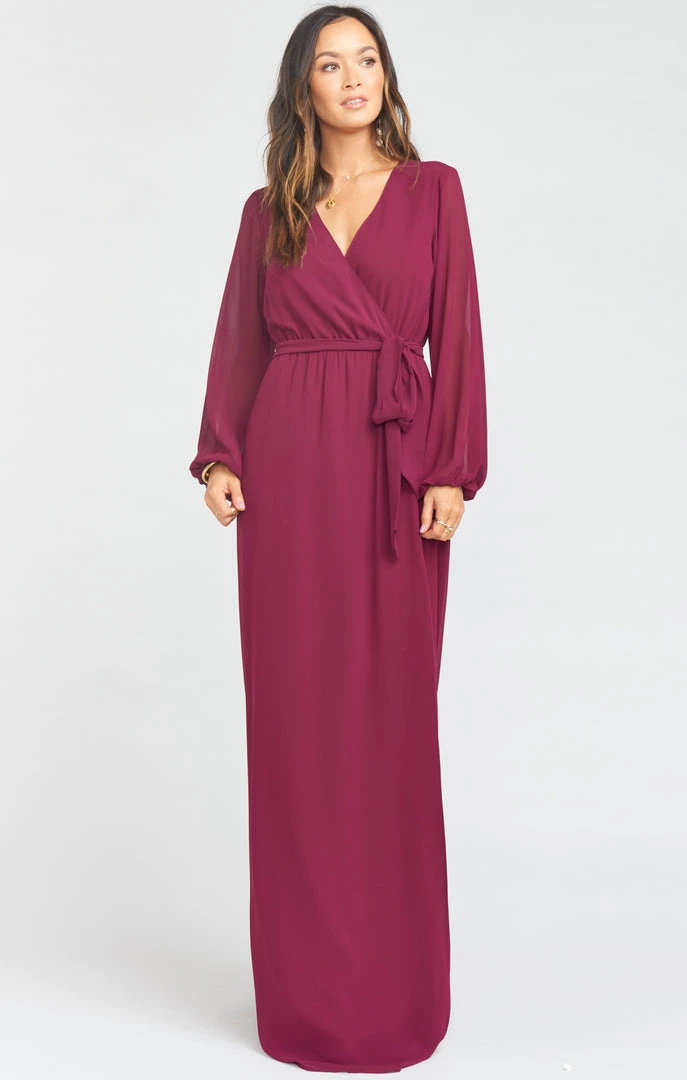 Show Me Your Mumu Lady Long Sleeve Wrap Dress ~ Merlot Chiffon 3 Show Me Your Mumu Lady Long Sleeve Wrap Dress ~ Merlot Chiffon