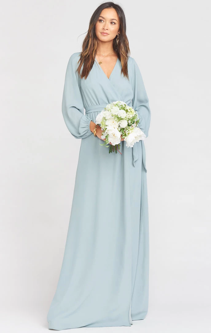 Show Me Your Mumu Bridesmaids Dresses Lady Long Sleeve Wrap Dress ~ Silver Sage Crisp 3 Show Me Your Mumu Bridesmaids Dresses Lady Long Sleeve Wrap Dress ~ Silver Sage Crisp