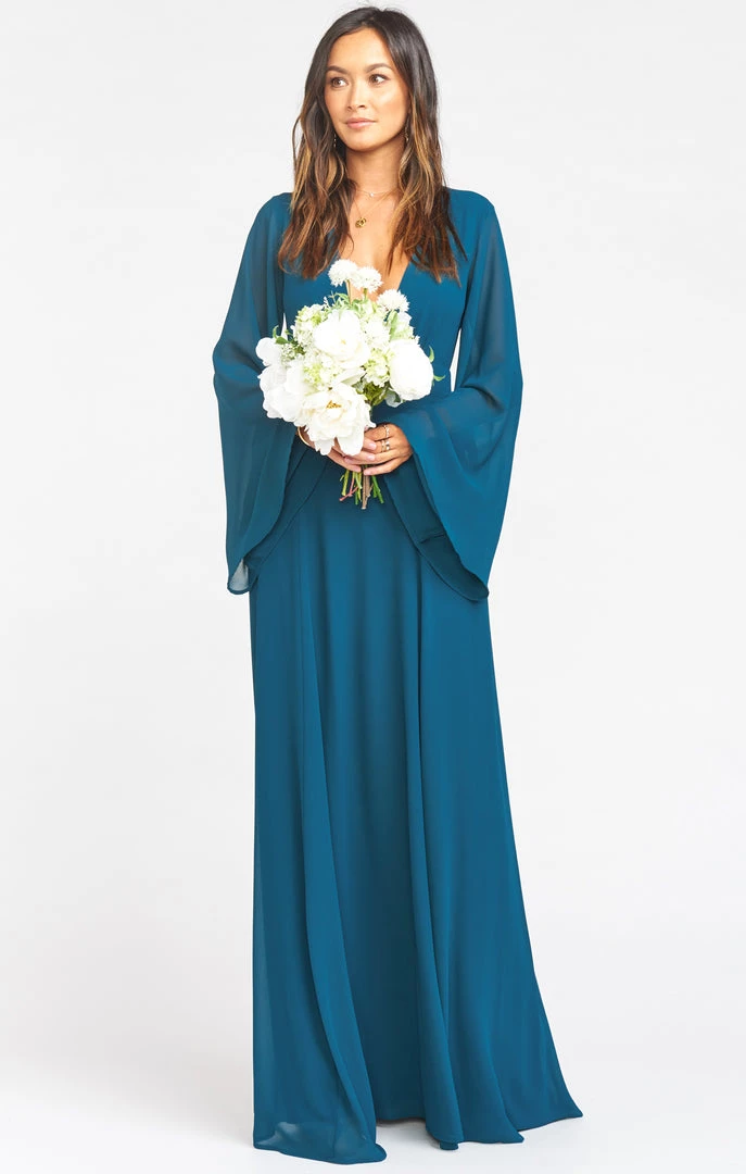 Show Me Your Mumu Wedding Guest Dresses Venus Long Sleeve Flare Dress ~ Deep Jade Chiffon 6 Show Me Your Mumu Wedding Guest Dresses Venus Long Sleeve Flare Dress ~ Deep Jade Chiffon