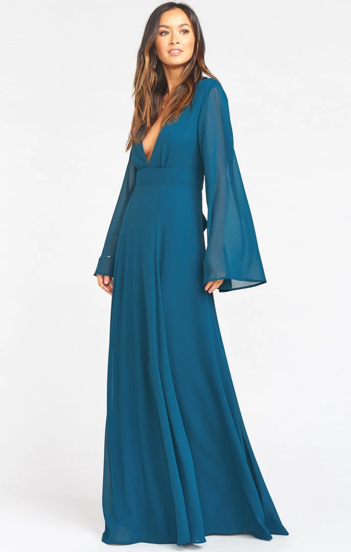 Show Me Your Mumu Wedding Guest Dresses Venus Long Sleeve Flare Dress ~ Deep Jade Chiffon 4 Show Me Your Mumu Wedding Guest Dresses Venus Long Sleeve Flare Dress ~ Deep Jade Chiffon