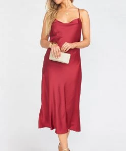 Show Me Your Mumu Verona Cowl Dress ~ Ruby Luxe Satin