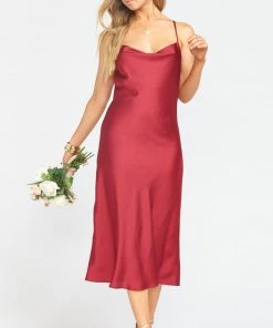 Show Me Your Mumu Verona Cowl Dress ~ Ruby Luxe Satin