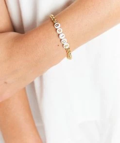 Show Me Your Mumu BRIDE Bracelet ~ Gold & White Beaded