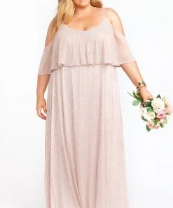 Show Me Your Mumu Bridesmaids Dresses Caitlin Ruffle Maxi Dress ~ Magic Mauve Glimmer