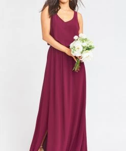Show Me Your Mumu Kendall Maxi Dress With Slit ~ Merlot Chiffon