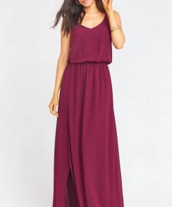Show Me Your Mumu Kendall Maxi Dress With Slit ~ Merlot Chiffon