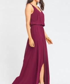 Show Me Your Mumu Kendall Maxi Dress With Slit ~ Merlot Chiffon