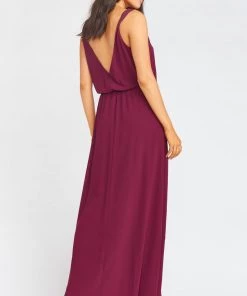 Show Me Your Mumu Kendall Maxi Dress With Slit ~ Merlot Chiffon