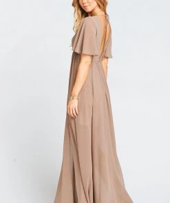 Show Me Your Mumu Bridesmaids Dresses Faye Flutter Maxi Dress ~ Dune Chiffon