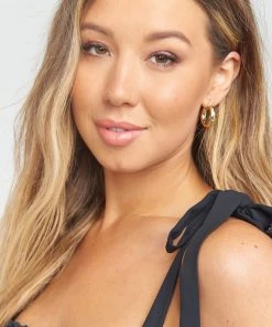 Show Me Your Mumu New Mu LUV AJ Baby Amalfi Tube Hoops ~ 14K Plated Gold