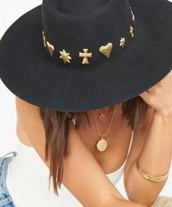 Show Me Your Mumu New Mu Lack Of Color Celestial Wide Brim Hat ~ Black