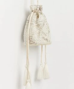 Show Me Your Mumu New Mu Cleobella X Mumu Penelope Beaded Bucket Bag ~ White