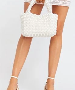 Show Me Your Mumu New Mu Cleobella X Mumu Clementine Bag ~ White Beaded