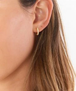 Show Me Your Mumu New Mu Gorjana Madison Shimmer Huggie Earrings ~ 18K Gold Plated