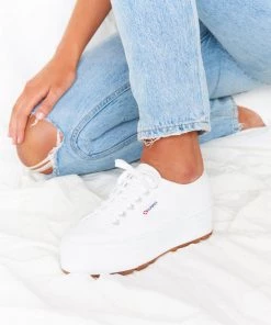 Show Me Your Mumu New Mu Superga 2790 Tank Platform Sneakers ~ White