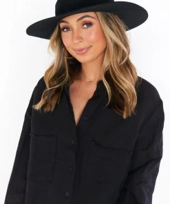 Show Me Your Mumu New Mu Lack Of Color The Mirage Wide Brim Hat ~ Black