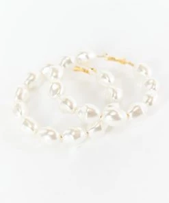 Show Me Your Mumu ALV Jewels XL Pearl Hoops ~ Ivory & Gold
