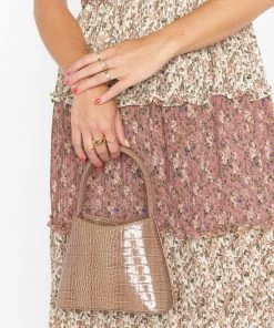 Show Me Your Mumu Billini Clover Shoulder Bag ~ Taupe Patent Croc