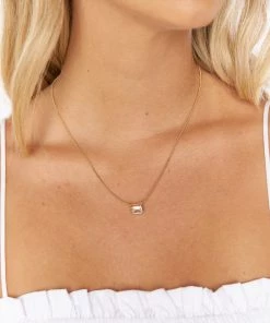 Show Me Your Mumu LUV AJ Brigitte Bezel Charm Necklace ~ Gold New Mu