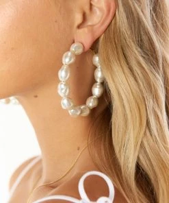 Show Me Your Mumu ALV Jewels XL Pearl Hoops ~ Ivory & Gold