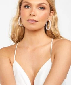 Show Me Your Mumu Jessa Pearl Hoops ~ White