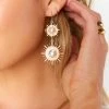 Show Me Your Mumu Sunburst Drop Earrings ~ Gold/Pearl New Mu