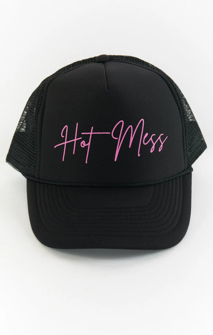 Show Me Your Mumu Hot Mess Trucker Hat ~ Black & Hot Pink New Mu 5 Show Me Your Mumu Hot Mess Trucker Hat ~ Black & Hot Pink New Mu