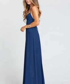 Show Me Your Mumu Bridesmaids Dresses Godshaw Goddess Gown With Short Lining ~ Rich Navy Crisp