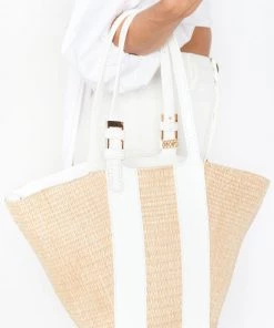 Show Me Your Mumu Elyse Straw Bag ~ Nat/White