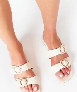 Show Me Your Mumu Billini Alaia Buckle Sandals ~ White Clay Accessories