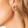 Show Me Your Mumu Monty Mini Pearl Hoops ~ White/Gold New Mu