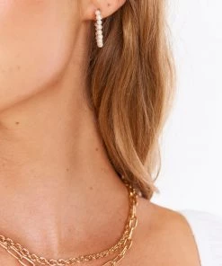 Show Me Your Mumu Monty Mini Pearl Hoops ~ White/Gold New Mu