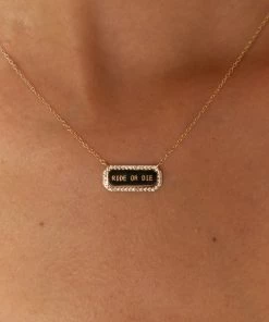 Show Me Your Mumu Rhinestone Ride Or Die Necklace ~ 14K Gold Plated Accessories