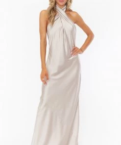 Show Me Your Mumu Jasmine Halter Maxi Dress ~ Show Me The Ring Luxe Satin Bridesmaids Dresses
