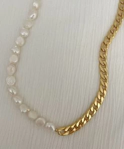 Show Me Your Mumu ALV Jewels Curb & Pearl Necklace ~ 16K Gold Plated New Mu