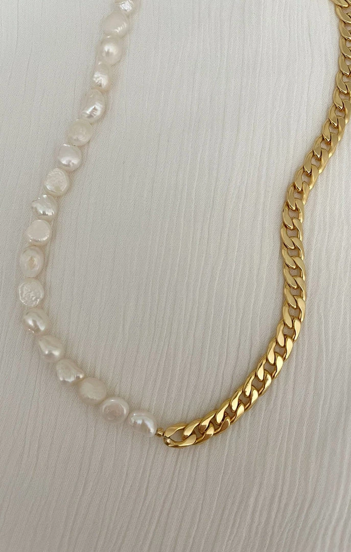 Show Me Your Mumu ALV Jewels Curb & Pearl Necklace ~ 16K Gold Plated New Mu 4 Show Me Your Mumu ALV Jewels Curb & Pearl Necklace ~ 16K Gold Plated New Mu