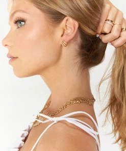Show Me Your Mumu Luv AJ Pave Baby Bastille Hoops ~ Gold