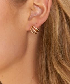 Show Me Your Mumu Luv AJ Pave Baby Bastille Hoops ~ Gold