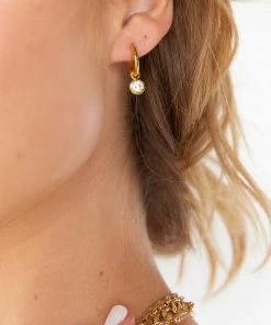 Show Me Your Mumu Luv AJ Bezel Charm Huggie Earrings ~ Gold New Mu