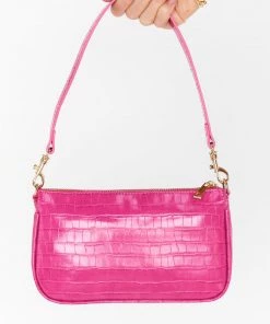 Show Me Your Mumu New Mu Billini Cindy Shoulder Bag ~ Fuchsia Croc