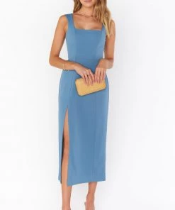 Show Me Your Mumu Eden Midi Dress ~ French Blue Stretch New Mu