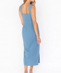 Show Me Your Mumu Eden Midi Dress ~ French Blue Stretch New Mu