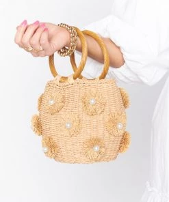 Show Me Your Mumu New Mu Elia Straw Bag ~ Natural/White