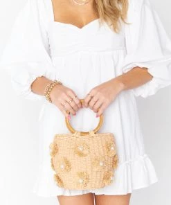 Show Me Your Mumu New Mu Elia Straw Bag ~ Natural/White