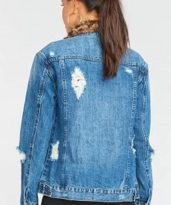Show Me Your Mumu Drine Denim Jacket ~ Vintage Ocean With Cheetah Fur