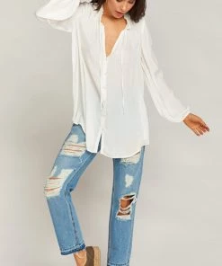 Show Me Your Mumu Maternity Alicia Tunic ~ White Silky Dots