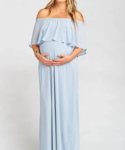 Show Me Your Mumu Hacienda Maxi Dress ~ Steel Blue Chiffon