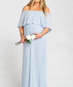 Show Me Your Mumu Hacienda Maxi Dress ~ Steel Blue Chiffon